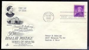 UNITED STATES FDC Susan B Anthony 50c 1955 Artcraft