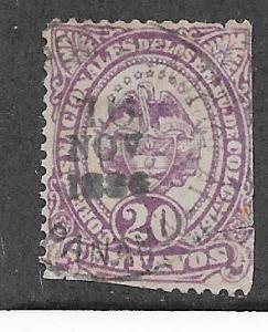 Colombia #120 20c  (U) fault  clipped bottom CV $1.40