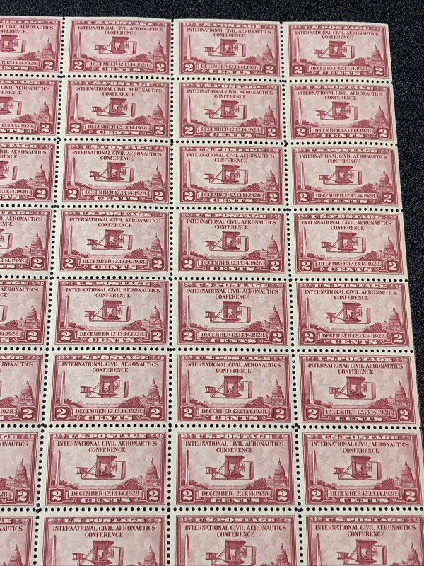 US #649 Wright Airplane 2 Cent sheet of 50, - VF / MNH 