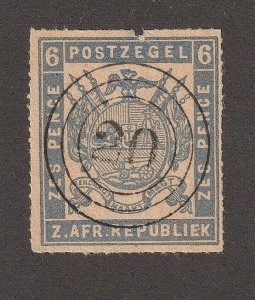 EDSROOM-14717 Transvaal 5 Used 1869 Rouletted CV$160