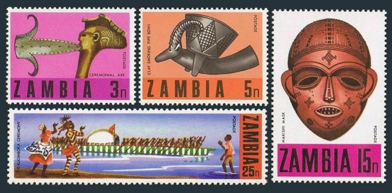 Zambia 66-69,69a,MNH.Michel 66-69,Bl.1. Traditional Crafts 1970.Ceremonial axe,