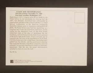 FDC Maxi Card Maximum 1989 US Universal Postal Congress Stamp Steamship M62