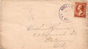 United States Nebraska Genoa J.A Willard, P.M. c1885 circled star  2c Washing...