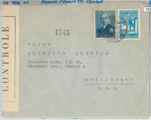 75540 - TURKEY - POSTAL HISTORY - COVER to the USA with FRENCH Syria Censor 1948