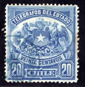 Chile, Telegraph, 20c, 1883, p.12, Type 1, H3, used