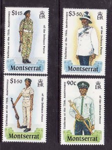 Montserrat-Sc#707-10- id5-unused NH set-Military-Uniforms-1989-