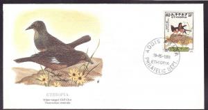 D1-Birds-FDC-Ethiopia-White winged Cliff Chat-1989-