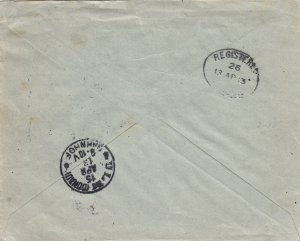 Falkland Islands 1913 KGV Three Colour Franking Cover to Ulm, Germany