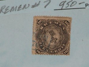 GERMANY-BREMEN, SCOTT# 7 USED