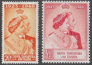 Kenya Uganda # 92-93  KGVI  Silver Wedding 1948   (2)  VLH Unused