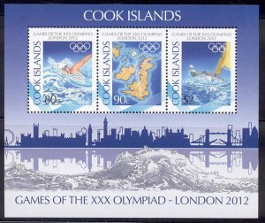 Cook Islands - 2012 MNH s/s of 3 - 2012 Summer Olympics #1415a cv 6.00 Lot #259