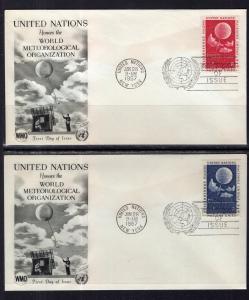 UN New York 49-50 Meteorological Fleetwood Set of Two U/A FDCs