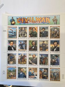 Civil War Mint Sheet of twenty SC #2975 issued 1999