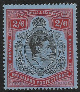 NYASALAND SG140 1938 2/6 BLACK & RED ON BLUE MNH