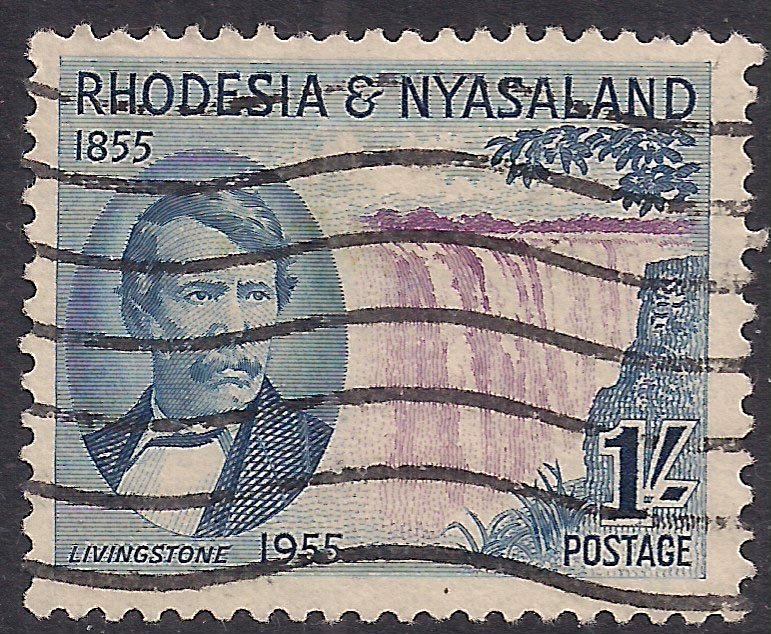 Rhodesia & Nyasaland 1955 QE2 1/-d Livingstone Falls Used SG 17 ( C1016 )