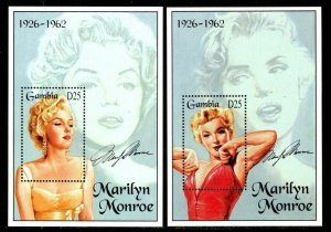 ES-1115 THE GAMBIA 1995 MARILYN MONROE SCOTT 1602-3 SET OF 2 S/S MNH $12.00