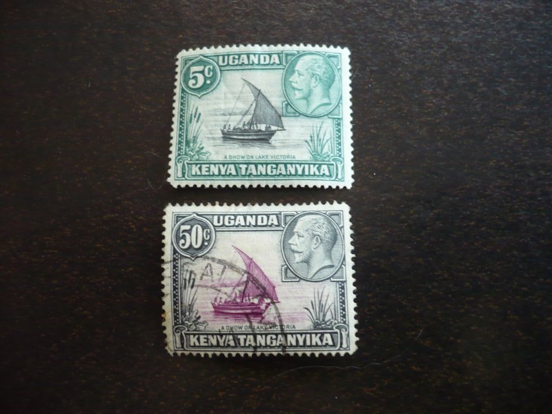 Stamps - Kenya Uganda Tang.- Scott#47,52-Used & Mint Hinged Part Set of 2 Stamps