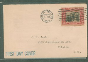 US 651 1929 2c George Rogers Clark/Battle of Vincennes on an uncacheted, addressed first day cover with a Charlottesville, VA
