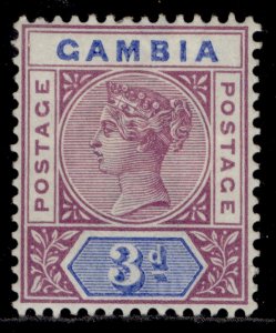 GAMBIA QV SG41, 3d reddish purple & blue, M MINT. Cat £48.