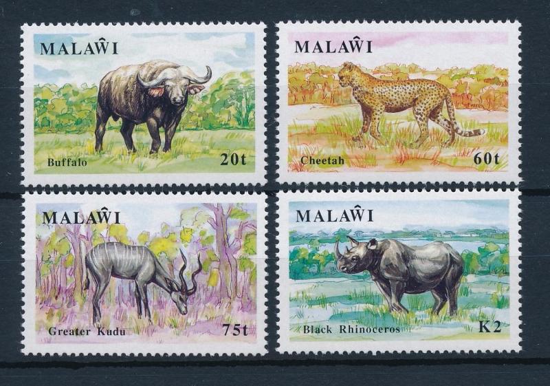[50875] Malawi 1991 Wild animals Buffalo Cheetah Rhino MNH