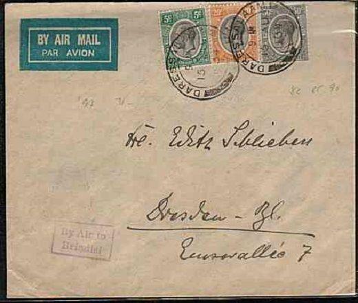 KENYA UGANDA TANGANYIKA 1934 airmail cover to Germany BY AIR TO BRINDISI...33317