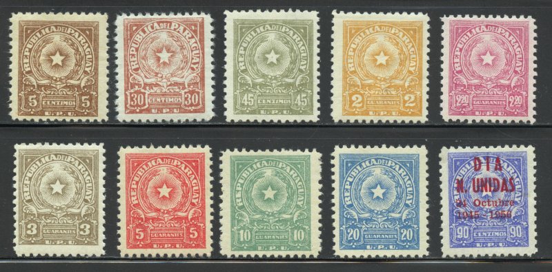 Paraguay Scott 498-500,500A,501-02,503A,504-06 Unused LHOG - SCV $54.00