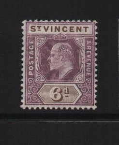 St Vincent 1905 SG89 6d MCA watermark mounted mint