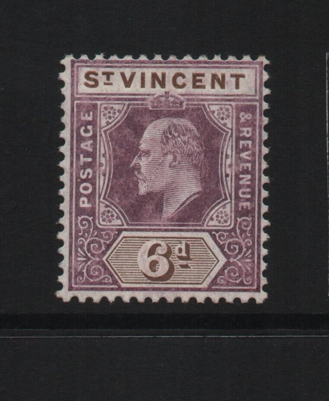 St Vincent 1905 SG89 6d MCA watermark mounted mint