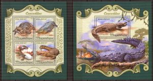 Mozambique 2018 Reptiles Crocodiles sheet + S/S MNH