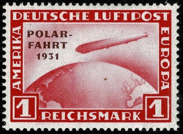 GERMANY 1931 AIR POLAR FLIGHT 1m CARMINE SG469 UNUSED (MH) Wmk.45 P.14 SUPERB