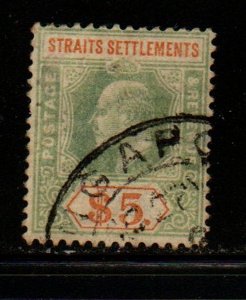 Straits Settlements Sc 104 1902 $5 green & brown orange Edward VII stamp used