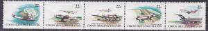 Cocos Islands # 72a, Airplanes, Strip of Five, NH, 1/2 Cat.