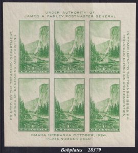 BOBPLATES #751 Trans Miss Yosemite Souvenir Sheet of 6 21341 VF MNH SCV=$15