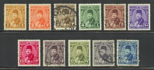 Egypt Scott 242-51 - 1944-50 King Farouk Issue - SCV $16.85