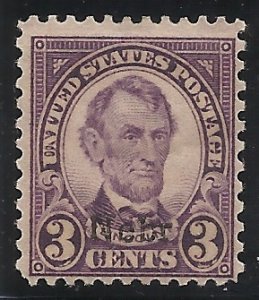 672  3c Nebr Overprint MHR Fine Centering