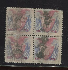 Scott 121 Eagle and Shield Used Block of 4 Stamps (By158)