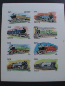 ​STAFFA-SCOTLAND -PROMOTION WORLD FAMOUS TRAINS-IMPERF MNH S/S -EST.$14 VF