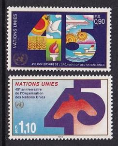 United Nations Geneva   #188-189  MNH 1990  anniversary UNO