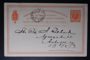 1912 Danish West Indies DWI postal Stationery Postcard Cover to Antigua BWI