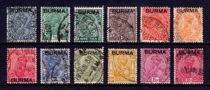 Burma - Scott #1//12 - Used - Short set - SCV $6.85