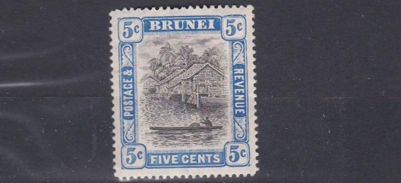 BRUNEI  1906  S G 27   5C   GREY BLACK & BLUE  MH  CAT £50