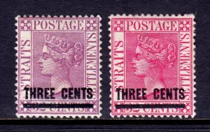 Straits Settlements - Scott #73-74 - MH - See description - SCV $5.00