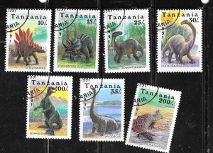 Tanzania  #759-765 Dinosaurs set complete (CTO) CV$7.10