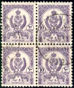 Emblems, With Royal Crown, Libya stamp SC#197 used, Block 4