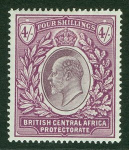 SG 64 British Central Africa 1903-04. 4/- dull & bright purple. Very lightly...