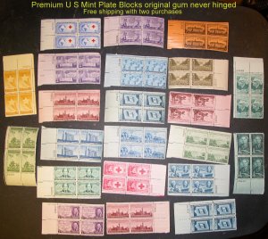 US Plate Block selection 22 Diff  All 3 Centers Mint OGNH ⭐⭐⭐⭐⭐