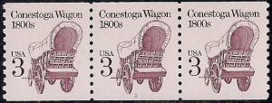 #2252S 3 cent Conestoga Wagon Plate Strip Stamp mint OG NH XF+ XXF