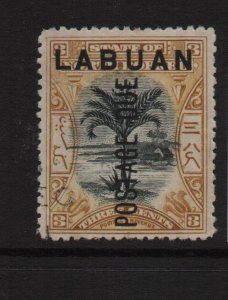 Labuan 1901 SGd2 perf 13.5x14 3c postage due CDS cancel used