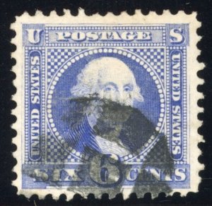 United States 1869 6c Washington Scott# 115 Used Very Fine w/ Black Cork Cancel⚡