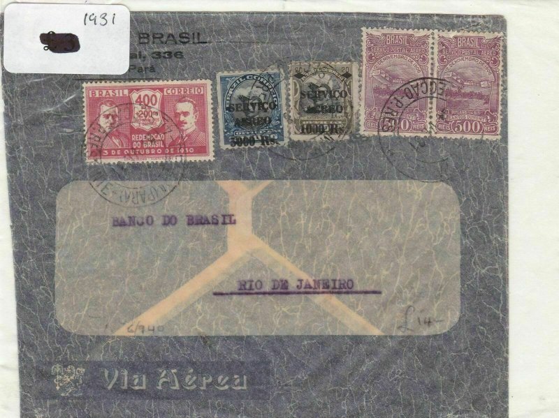 Brazil 1931 stamp cover Ref 9057